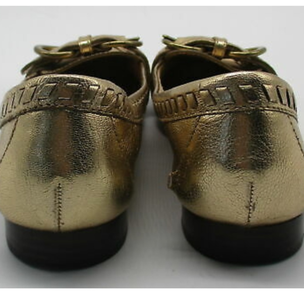 Coach Gold Metallic Leather Loafers w/ Buckle - Picture 4 of 5